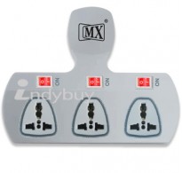 MX 3 PIN 3 WAY UNIVERSAL ADAPTOR 5 AMP. WITH INDIVIDUAL SWITCH